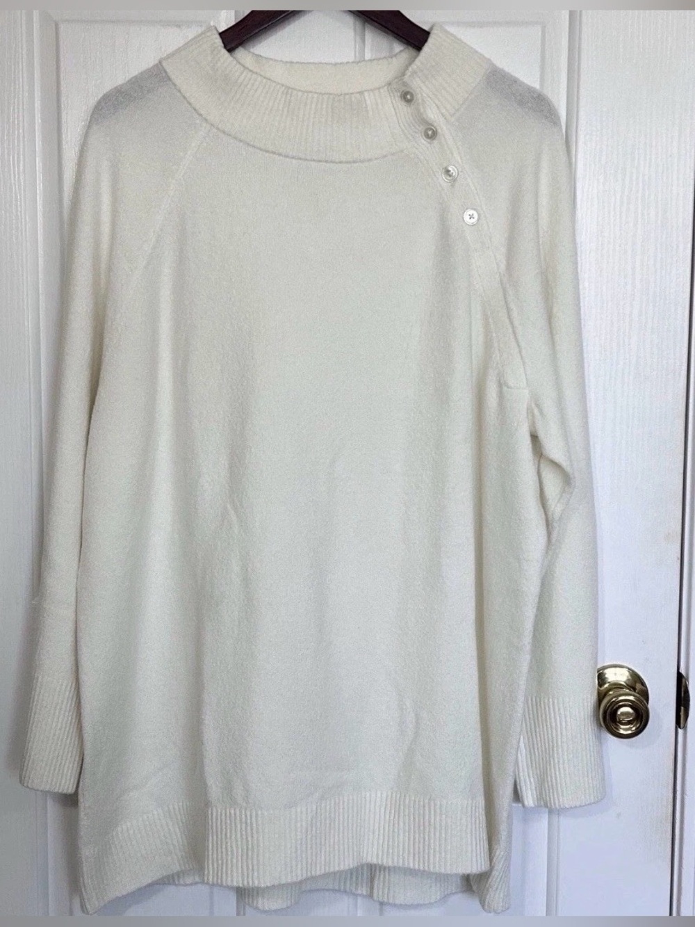 NWT Talbots Ivory Button Trim Knit Sweater Chic Winter Cream Pullover 2X $99
